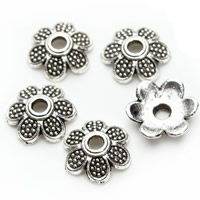 Zink legering Perle Cap, Zinc Alloy, Flower, antik sølv farve forgyldt, bly & cadmium fri, 7mm, Hole:Ca. 1.5mm, 100pc'er/Bag, Solgt af Bag