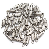 Cierre de Rosca de Metal, chapado en color de platina, libre de níquel, plomo & cadmio, 15x3.8mm, agujero:aproximado 2mm, 50PCs/Bolsa, Vendido por Bolsa