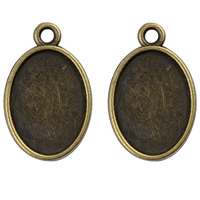 Liga de zinco Pendant Cabochon Ambiente, Oval achatado, banho de cor bronze antigo, Chumbo e cádmio livre, 16x25mm, Buraco:Aprox 2mm, Diametro interno:Aprox 13x18mm, 10PCs/Bag, vendido por Bag