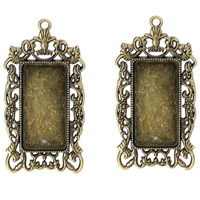 Pendentif en alliage de zinc Cabochon Cadre, fleur, Plaqué de couleur de bronze antique, sans plomb et cadmium, 34x68mm, Trou:Environ 2mm, Diamètre intérieur:Environ 19x38mm, 10PC/sac, Vendu par sac