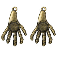 Zinc Alloy vedhæng Cabochon Setting, Claw, antik bronze farve forgyldt, bly & cadmium fri, 35x55mm, Hole:Ca. 2mm, Indvendig diameter:Ca. 14mm, 10pc'er/Bag, Solgt af Bag