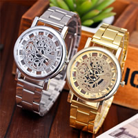 Reloj de Pulsera Unisex, acero inoxidable, con dial de aleación de cinc & Vidrio, chapado, unisexo, más colores para la opción, libre de níquel, plomo & cadmio, 40mm, longitud aproximado 9.5 Inch, 2PCs/Grupo, Vendido por Grupo