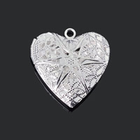 Ottone Ciondoli Locket, Cuore, placcato, cavo, nessuno, assenza di piombo & cadmio, 26x25mm, Foro:Appross. 1-2mm, 20PC/borsa, Venduto da borsa