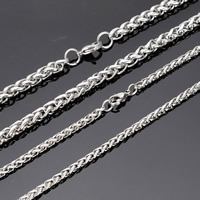 Rozsdamentes acél lánc nyaklánc, Stainless Steel, búza lánc & különböző méretű a választás, az eredeti szín, nikkel, ólom és kadmium mentes, Által értékesített Strand