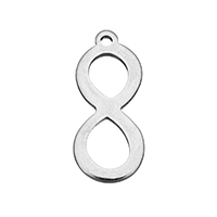 Rozsdamentes acél Tag Charm, Stainless Steel, 8-as szám, különböző stílusokat a választás, az eredeti szín, 8x19.50x1mm, Lyuk:Kb 1mm, Által értékesített Lot