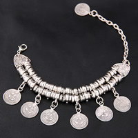 Sinc Alloy Anklet, le 5cm slabhra extender, Babhta Maol, dath airgid antique plátáilte, do bhean, luaidhe & caidmiam saor in aisce, 240mm, Fad Thart 9 Inse, 3Snáitheanna/Mála, Díolta De réir Mála