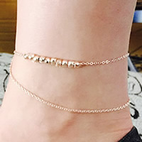 Το Anklet σιδήρου, Σίδερο, με Κράμα ψευδάργυρου, με 5cm επεκτατικού αλυσίδας, χρώμα επίχρυσο, οβάλ αλυσίδα & για τη γυναίκα & 2-σκέλος, μόλυβδο \x26amp; κάδμιο ελεύθεροι, 240mm, Μήκος Περίπου 9 inch, 3Σκέλη/τσάντα, Sold Με τσάντα