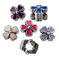 Zinc Alloy European perler, Four Leaf Clover, antik sølv farve forgyldt, uden trold & emalje, flere farver til valg, nikkel, bly & cadmium fri, 10x10x9.50mm, Hole:Ca. 3x5mm, 300pc'er/Lot, Solgt af Lot