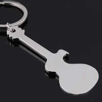 Key Chain, Zinc Alloy, med jernring, Guitar, platin farve forgyldt, bly & cadmium fri, 26x74mm, Hole:Ca. 25mm, Solgt af Strand