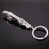 Key Chain, Zinc Alloy, med jernring, Leopard, platin farve forgyldt, bly & cadmium fri, 79x16x11mm, Hole:Ca. 25mm, Solgt af Strand