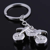 Key Chain, Zinc Alloy, med jernring, Motorcykel, platin farve forgyldt, bly & cadmium fri, 35x23x9mm, Hole:Ca. 25mm, Solgt af Strand