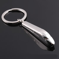 Key Chain, Zinc Alloy, med jernring, Train, platin farve forgyldt, bly & cadmium fri, 65x13x8mm, Hole:Ca. 25mm, Solgt af Strand