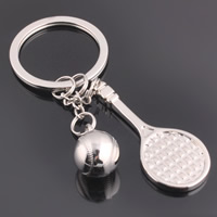 Key Chain, Cink Alloy, s željezni kolut, Tenis reket, platine boja pozlaćen, dovesti i kadmija besplatno, 49x20x3mm, Rupa:Približno 25mm, Prodano By Strand