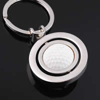 Key Chain, Zinc Alloy, med jernring & Silicone, Golf Ball, platin farve forgyldt, bly & cadmium fri, 47x37x5mm, Hole:Ca. 25mm, Solgt af Strand