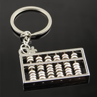 Sleutelhanger, Zinc Alloy, met ijzeren ring, Abacus, platinum plated, lood en cadmium vrij, 57x25x5mm, Gat:Ca 25mm, Verkocht door Strand