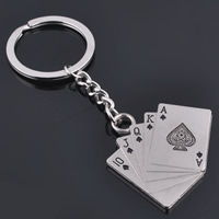 Key Chain, Cink Alloy, s željezni kolut, Poker, platine boja pozlaćen, emajl, dovesti i kadmija besplatno, 39x30x3mm, Rupa:Približno 25mm, Prodano By Strand