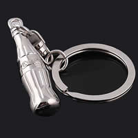 Key Chain, Zinc Alloy, med jernring, Flaske, platin farve forgyldt, bly & cadmium fri, 10x42mm, Hole:Ca. 25mm, Solgt af Strand