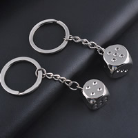 Sleutelhanger, Zinc Alloy, met ijzeren ring, Kubus, platinum plated, lood en cadmium vrij, 20mm, Gat:Ca 25mm, Verkocht door Strand