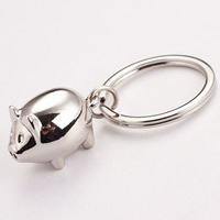 Key Chain, Zinc Alloy, med jernring, Pig, platin farve forgyldt, bly & cadmium fri, 28x18x17mm, Hole:Ca. 25mm, Solgt af Strand