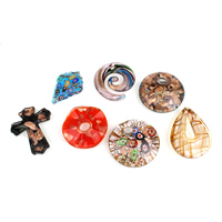 Fashion Lampwork Hangers, handgemaakt, gemengd, 18x44x8mm-50x13mm, Gat:Ca 4-10mm, 12pC's/box, Verkocht door box