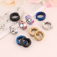 Huggie Anneau d'oreille, acier inoxydable, Placage, plus de couleurs à choisir, 4x9mm, 60pairescouple/sac, Vendu par sac