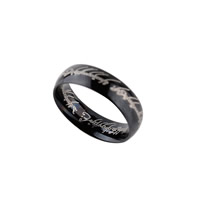 Rozsdamentes acél Finger Ring, Stainless Steel, Fánk, fekete ionos, különböző méretű a választás & A levél minta, 18x22mm, Által értékesített PC