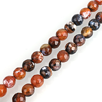 Fire Agate Bead, Rund, naturlig, olika storlek för val & fasetterad, Hål:Ca 1mm, Såld Per Ca 14.5 inch Strand