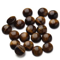 Tiger Eye Cabochon, Flat Round, olika storlek för val & platt baksida, 12mm, 20PC/Bag, Säljs av Bag