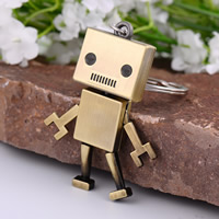 Zinklegering sleutelhanger haak, Zinc Alloy, met ijzeren ring, Robot, plated, lood en cadmium vrij, 117x50x8mm, Gat:Ca 25mm, Verkocht door PC