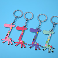 Zinc Alloy Key Lås, med jernring, Giraffe, platin farve forgyldt, emalje, blandede farver, bly & cadmium fri, 78x55mm, Hole:Ca. 25mm, Solgt af PC