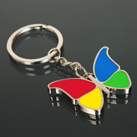 Zinc Alloy Key Clasp with iron ring Butterfly platinum color plated enamel lead & cadmium free Approx 25mm Sold By PC