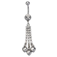 Cruach dhosmálta Ring Belly, tassel, le rhinestone, dath bunaidh, 1.6x10mm, Díolta De réir PC