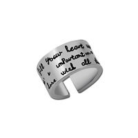 Bague en alliage de zinc, Placage de couleur platine, avec le motif de lettre & émail, sans plomb et cadmium, 18mm, Taille:7.5, Vendu par PC