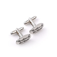 Cufflinks Zinc Alloy Flat Oval platinum color plated with letter pattern & enamel lead & cadmium free Sold By Pair