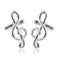 Manchetknapper, Zinc Alloy, Music Note, sølvfarvet forgyldt, for mennesket, nikkel, bly & cadmium fri, 18x30mm, Solgt af par