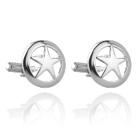 Boutons de manchette, alliage de zinc, Pentagram, Placage de couleur argentée, pour homme, protéger l'environnement, sans nickel, plomb et cadmium, 19x19mm, Vendu par paire