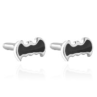 Cufflinks Zinc Alloy Bat Man Logo silver color plated for man & enamel nickel lead & cadmium free Sold By Pair