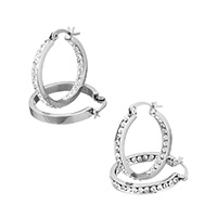 Mens acier inoxydable Hoop boucles d'oreilles, avec strass, couleur originale, 3x29x25.50mm, Vendu par paire