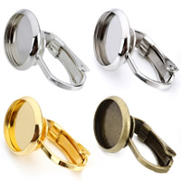 Brass Clip On Örhängen hitta, Mässing, Flat Round, plated, fler färger för val, nickel, bly och kadmium gratis, 12mm, Innerdiameter:Ca 10mm, 20PC/Bag, Säljs av Bag