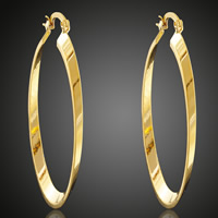 Messing Hoop Earring, 18K forgyldt, bly & cadmium fri, 30x55mm, 6par/Bag, Solgt af Bag