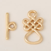 Brass Váltás Kapcsos, Sárgaréz, Kínai Knot, arany színű aranyozott, egyszálú, nikkel, ólom és kadmium mentes, 22x2mm, 18x2mm, Lyuk:Kb 6mm, 2.5mm, 30készletek/Lot, Által értékesített Lot