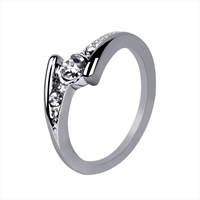 Zinklegering ringen, Zinc Alloy, platinum plated, verschillende grootte voor keus & met strass, lood en cadmium vrij, 22x24mm, Verkocht door PC