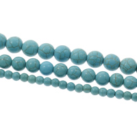 Turquoise Kralen, Synthetische Turquoise, Ronde, verschillende grootte voor keus, blauw, Gat:Ca 1mm, Lengte Ca 15.5 inch, Verkocht door Bag