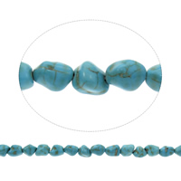 Turquoise Kralen, Synthetische Turquoise, Nuggets, blauw, 12x10mm, Gat:Ca 1mm, Lengte Ca 15.5 inch, 10strengen/Bag, Ca 36pC's/Strand, Verkocht door Bag