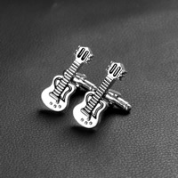 Manchetknapper, Zinc Alloy, Guitar, platin farve forgyldt, bly & cadmium fri, 13x31mm, Solgt af par