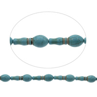 Χάντρες Turquoise, Συνθετικό Τυρκουάζ, Βάζο, μπλε, 15x40mm, Τρύπα:Περίπου 1mm, Μήκος Περίπου 15.5 inch, 10Σκέλη/τσάντα, Περίπου 9PCs/Strand, Sold Με τσάντα