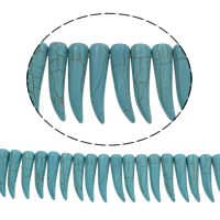 Turkoosi Helmet, Synteettinen Turkoosi, Sarvi, sininen, 10x40mm, Reikä:N. 1mm, Pituus N. 15.5 tuuma, N. 5säikeet/KG, N. 40PC/Strand, Myymät KG