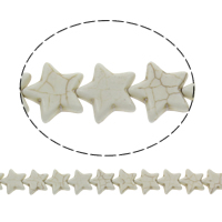 Grânulos de turquesas, Turquesa sintética, Estrela, branco, 15x6mm, Buraco:Aprox 1mm, comprimento Aprox 15.5 inchaltura, 10vertentespraia/Bag, Aprox 23PCs/Strand, vendido por Bag