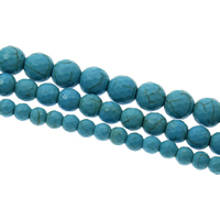 Perles turquoises, turquoise synthétique, Rond, normes différentes pour le choix & facettes, bleu, Trou:Environ 1mm, Longueur Environ 15.5 pouce, Vendu par sac