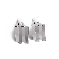 Boutons de manchette, alliage de zinc, rectangle, Placage de couleur argentée, pour homme, protéger l'environnement, sans nickel, plomb et cadmium, 18x13mm, Vendu par paire